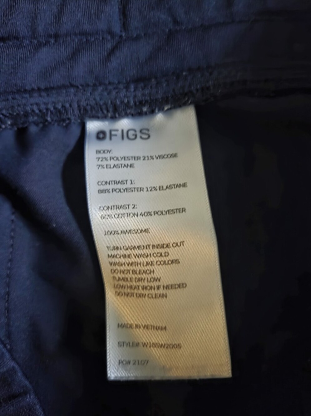 Figs Navy Drawstring Performance Joggers - Picture 2 of 5
